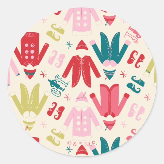 Elf Colorful Coat and Shoes Pattern Classic Round Sticker (Front)
