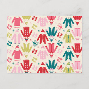 Elf Colorful Coat and Shoes Pattern Holiday Postcard