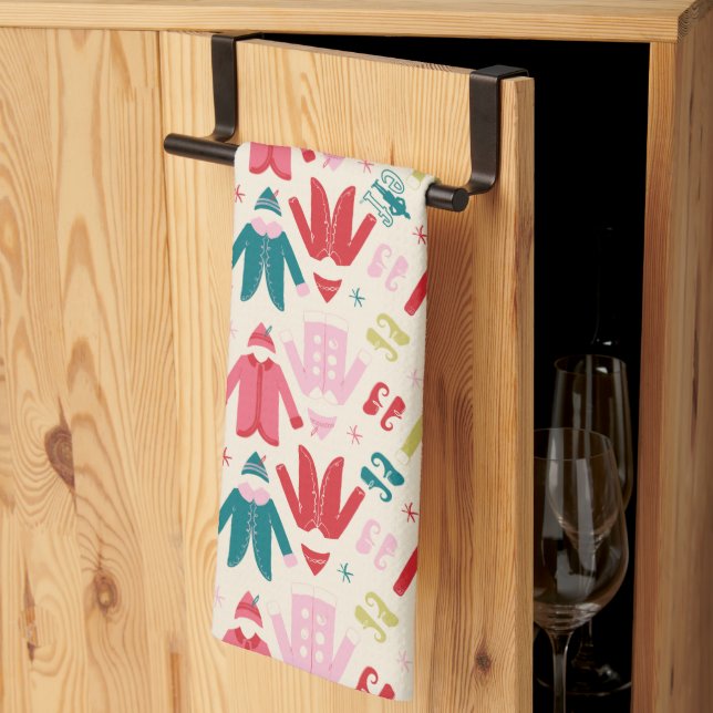 Elf Colorful Coat and Shoes Pattern Kitchen Towel (Thirds Fold)