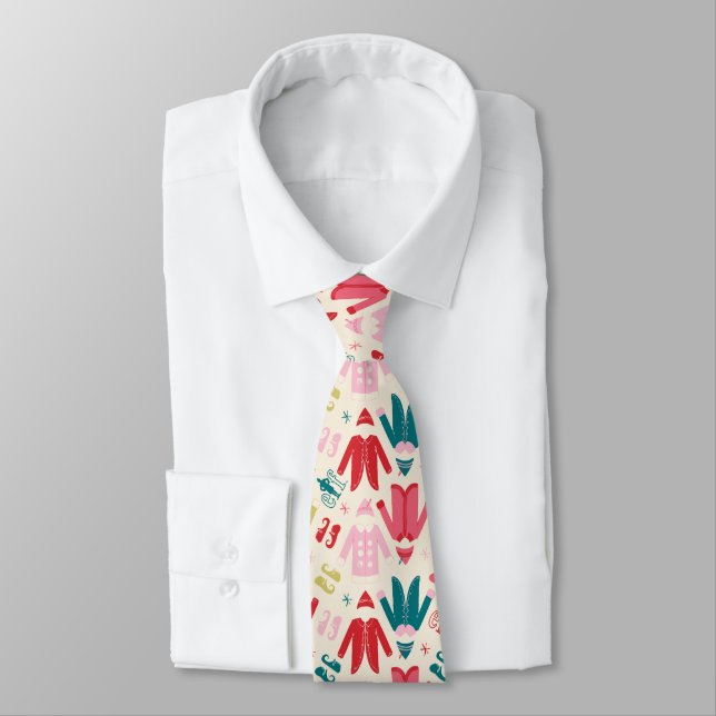 Elf Colorful Coat and Shoes Pattern Neck Tie (Tied)