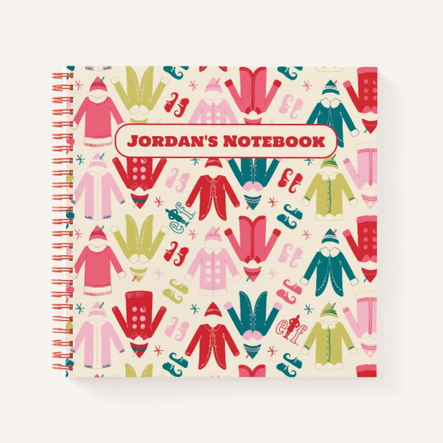 Elf Colorful Coat and Shoes Pattern Notebook (Front)