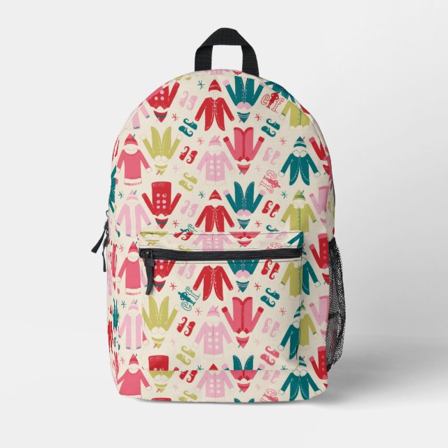 Elf Colorful Coat and Shoes Pattern Printed Backpack (Front)