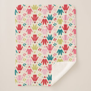 Elf Colorful Coat and Shoes Pattern Sherpa Blanket