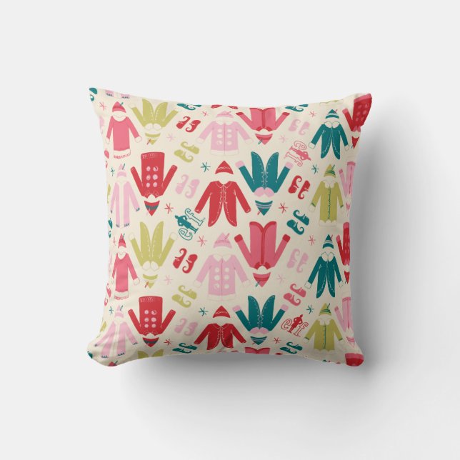 Elf Colorful Coat and Shoes Pattern Throw Pillow (Front)