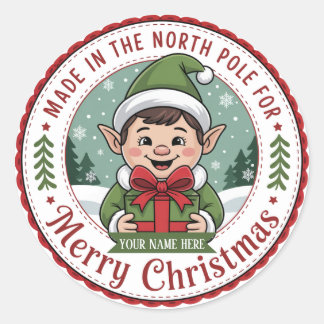 Elf-Crafted Holiday Badge Sticker