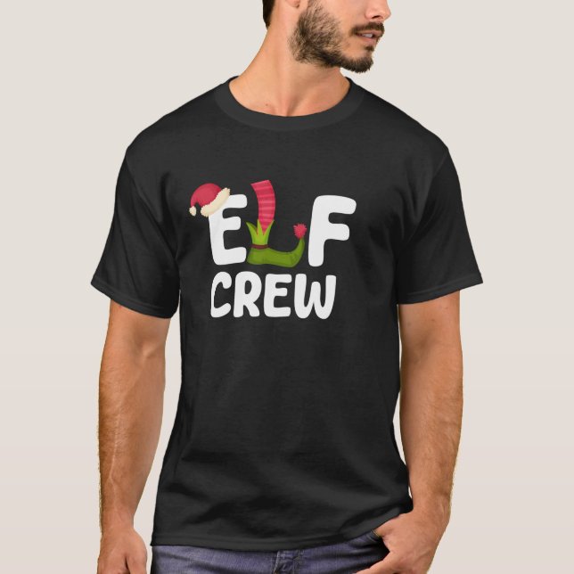 Elf Crew Christmas Family Matching Pajamas Holiday T-Shirt (Front)