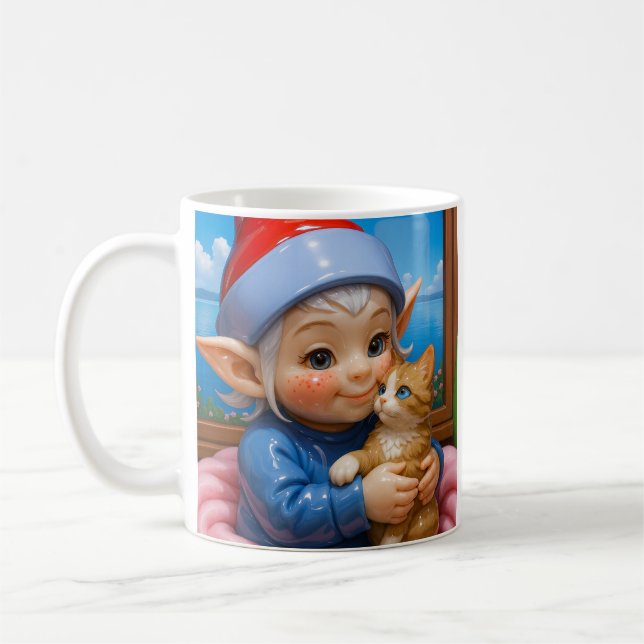 Elf Cuddle Cat  Coffee Mug (Left)