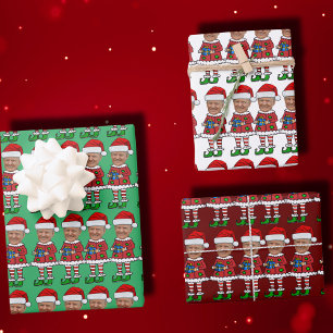 Elf Custom Face photo Elf Christmas Funny Trump Wrapping Paper Sheets