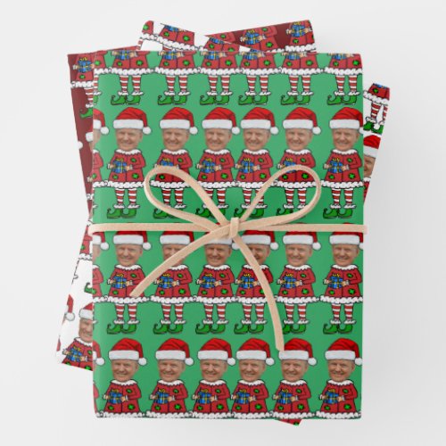 Elf Custom Face photo Elf Christmas Funny Trump  Wrapping Paper Sheets
