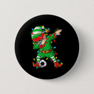 Elf Dabbing Soccer Player Christmas Dab Xmas Button