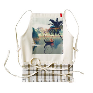 Elf drives his lamp boat zazzle HEART apron