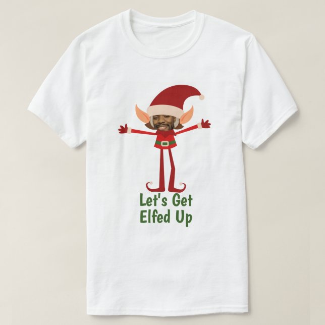 Elf Elfed Up Christmas Photo Framed Head T-Shirt (Design Front)