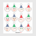 Elf (Elves) Faces Fun Cartoon Holiday Christmas Sticker