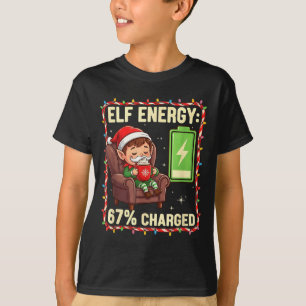 Elf Energy 67 Percent Charged Christmas T-Shirt