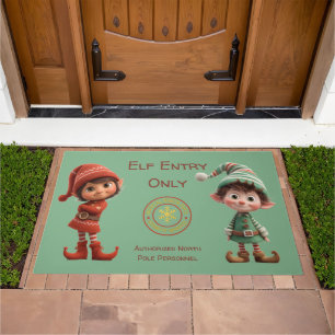 Elf Entry Only   North Pole Christmas Doormat