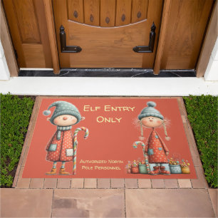 Elf Entry Only North Pole Christmas Doormat