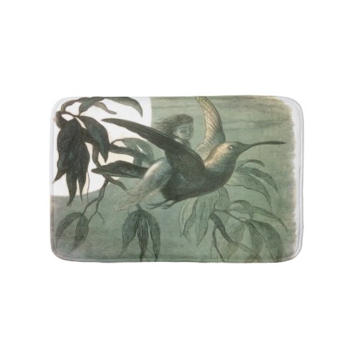 Elf Fairies Elves Moon Night Scene Bird Flying  Bath Mat