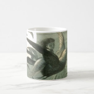 Elf Fairies Elves Moon Night Scene Bird Flying  Coffee Mug