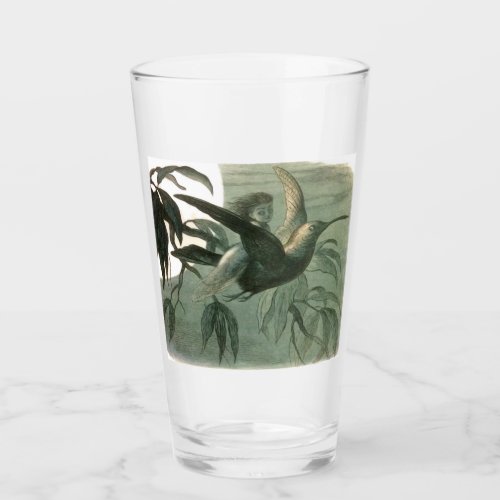 Elf Fairies Elves Moon Night Scene Bird Flying  Glass