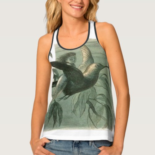 Elf Fairies Elves Moon Night Scene Bird Flying  Tank Top