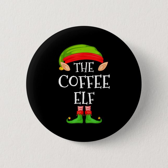 Elf Family Christmas Coffee Elf Sweater Matching C Button (Front)