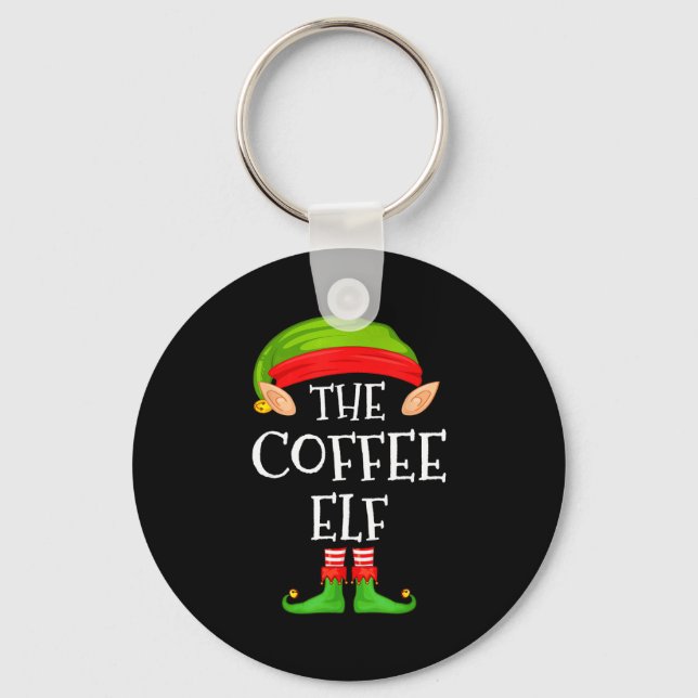 Elf Family Christmas Coffee Elf Sweater Matching C Keychain (Front)