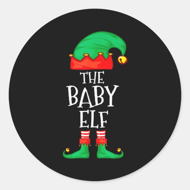 Elf Family Christmas Funny The Baby Elf Sweater Bo Classic Round Sticker (Front)