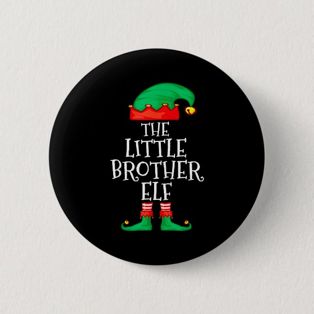 Elf Family Christmas Little Brother Elf Sweater Me Button (Front)