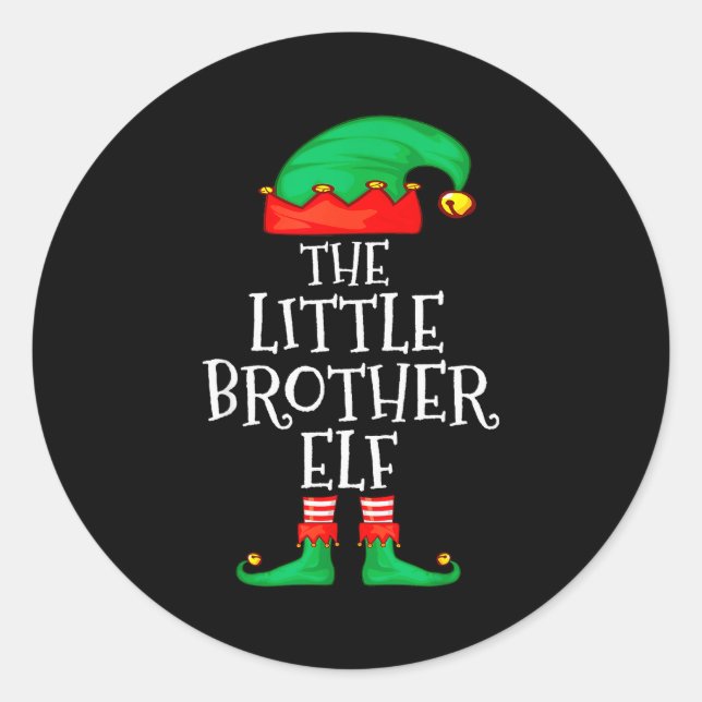 Elf Family Christmas Little Brother Elf Sweater Me Classic Round Sticker (Front)