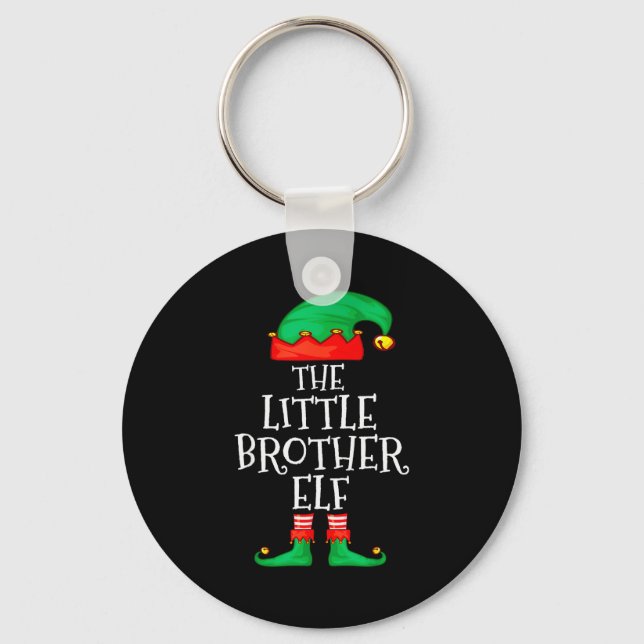 Elf Family Christmas Little Brother Elf Sweater Me Keychain (Front)