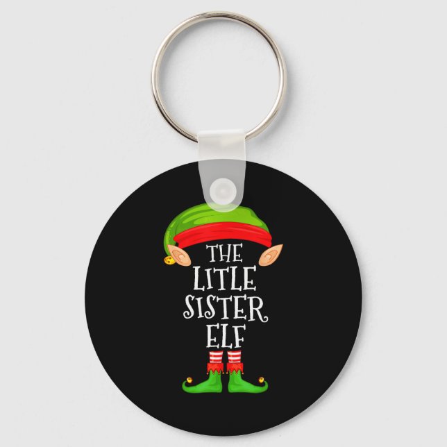 Elf Family Christmas Little Sister Elf Sweater Mat Keychain (Front)
