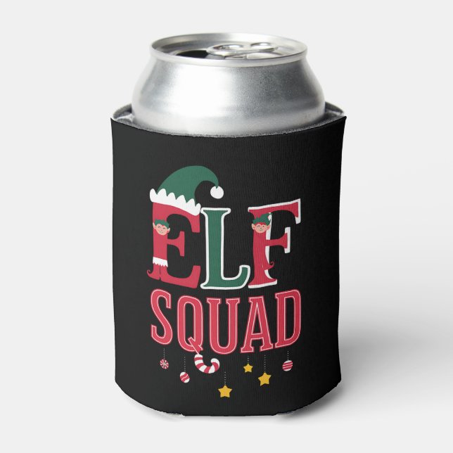 Elf Family Christmas Matching Pajamas Elf Squad  Can Cooler (Can Front)