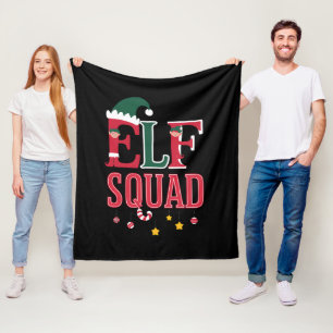 Elf Family Christmas Matching Pajamas Elf Squad Fleece Blanket