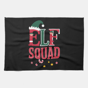 Elf Family Christmas Matching Pajamas Elf Squad Kitchen Towel