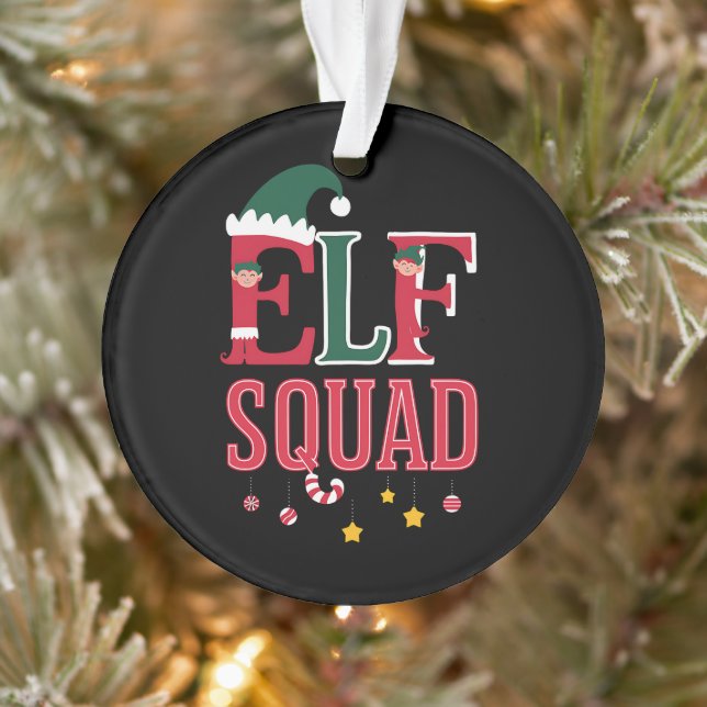 Elf Family Christmas Matching Pajamas Elf Squad  Ornament (Tree)