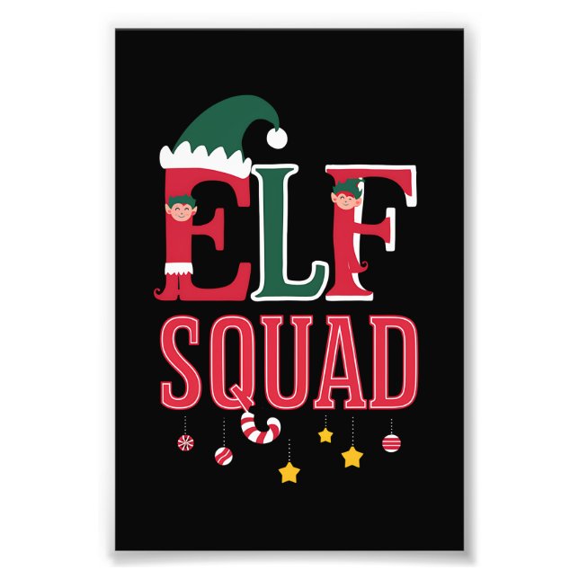 Elf Family Christmas Matching Pajamas Elf Squad  Photo Print (Front)