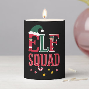 Elf Family Christmas Matching Pajamas Elf Squad Pillar Candle