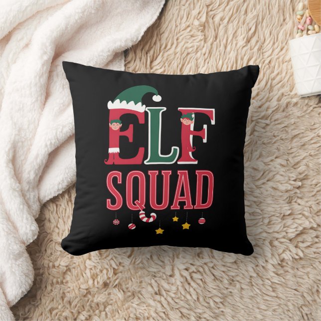 Elf Family Christmas Matching Pajamas Elf Squad  Throw Pillow (Blanket)