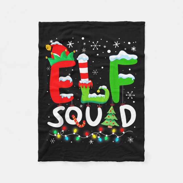Elf Family Christmas Matching Pajamas Funny Xmas E Fleece Blanket (Front)