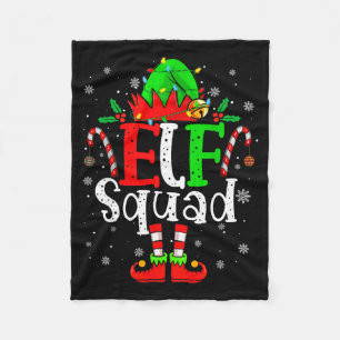 Elf Family Christmas Matching Pajamas Xmas Elf Squ Fleece Blanket