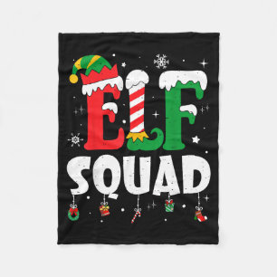 Elf Family Christmas Matching Pajamas Xmas Elf Squ Fleece Blanket