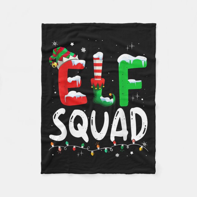 Elf Family Christmas Matching Pajamas Xmas Elf Squ Fleece Blanket (Front)