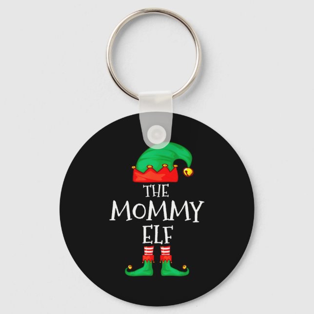 Elf Family Christmas Mommy Mom Mother Mama Elf Swe Keychain (Front)