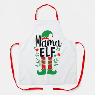 Elf Family Fun | Red and Green Mama Elf Apron