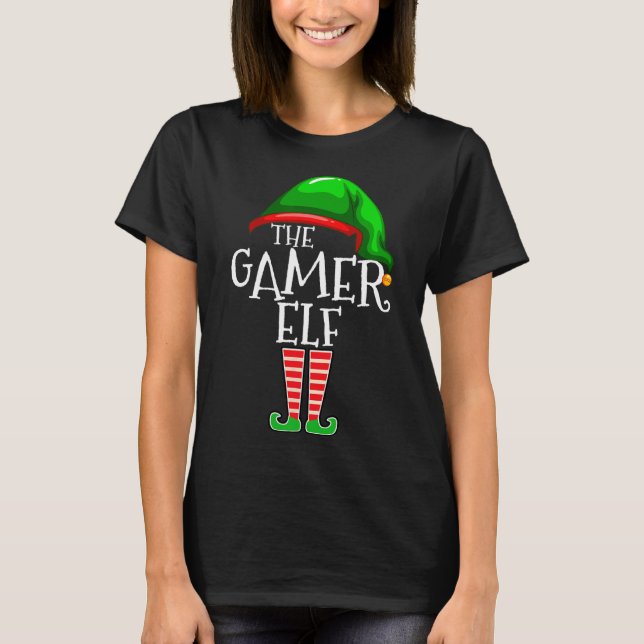 Elf Family Matching Group Christmas Gift Video Gam T-Shirt (Front)