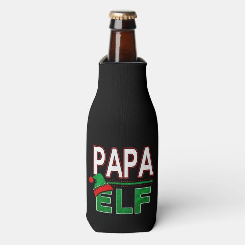 Elf Family  Papa Elf Christmas Holiday TeamElf Bottle Cooler