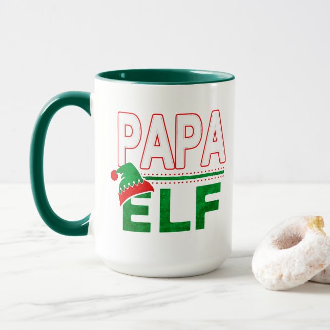Elf Family | Papa Elf Christmas Holiday #TeamElf Mug (With Donut)