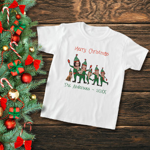 Elf Family plus Dog Funny Custom Christmas T-Shirt