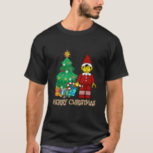 Elf Figure Merry Christmas Blocks Bricks Building T-Shirt