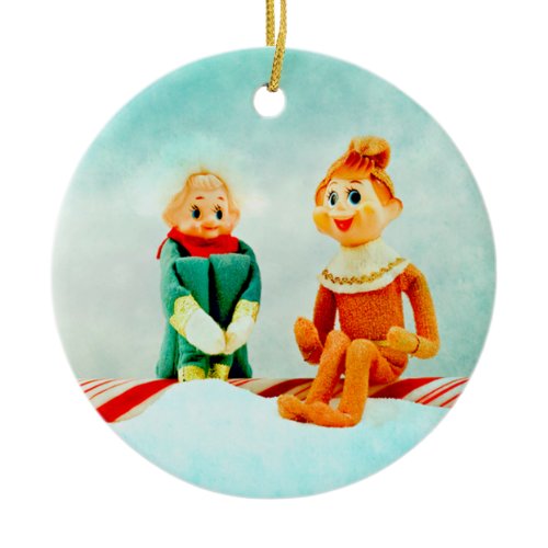 Elf First Date Ceramic Ornament